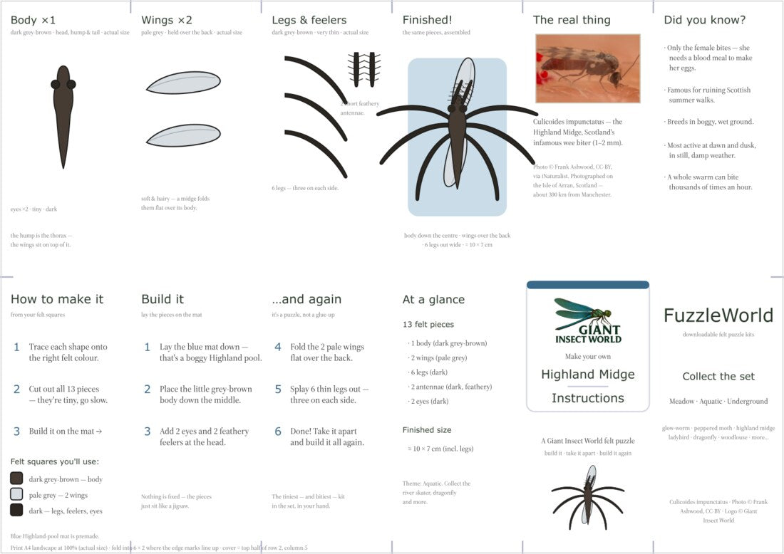 Highland Midge felt puzzle kit (Fuzzle)